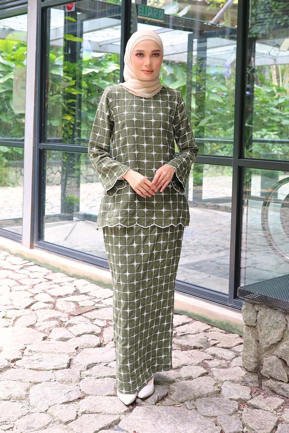 Katya Kurung - Olive Green