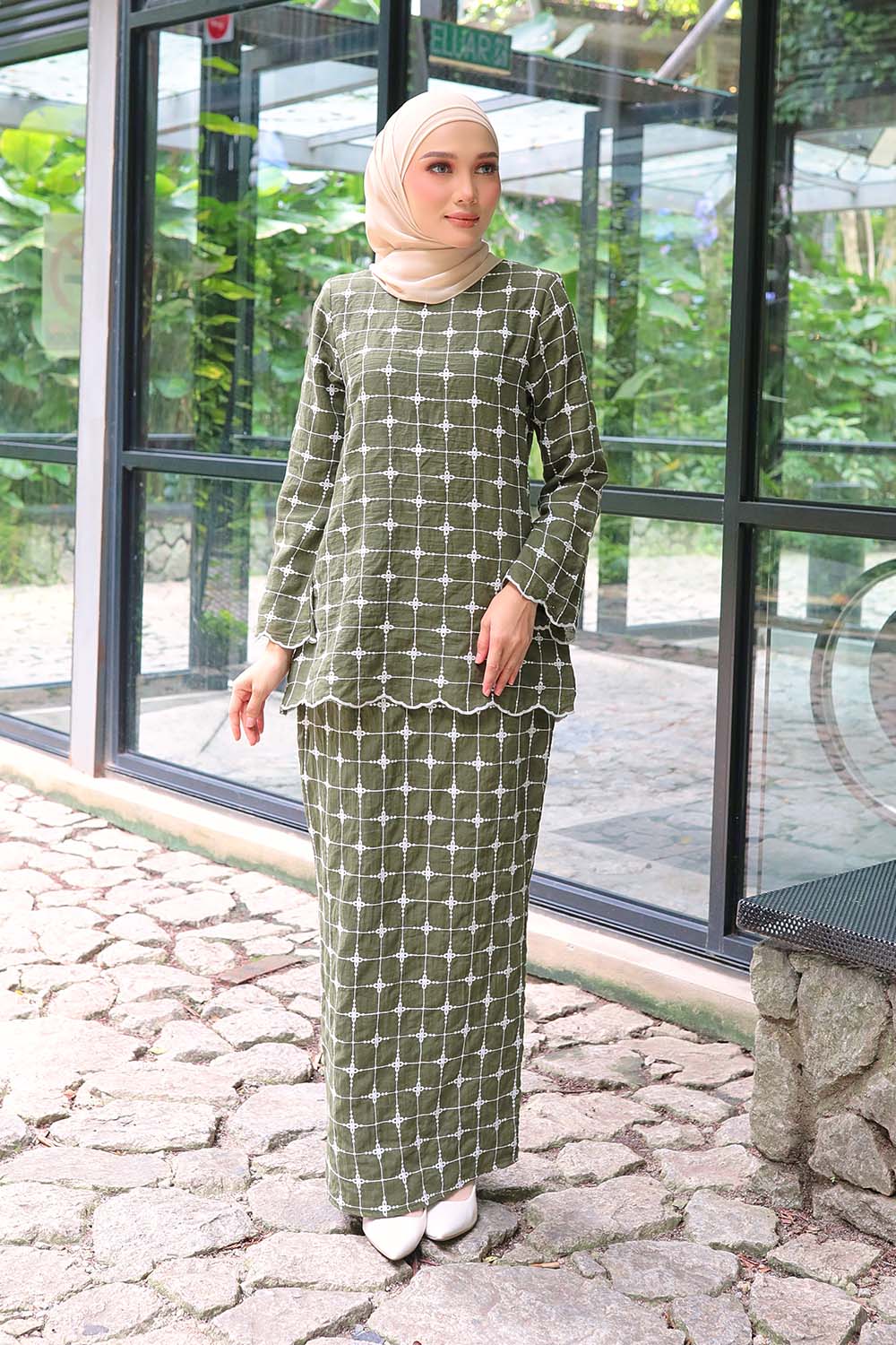Katya Kurung - Olive Green
