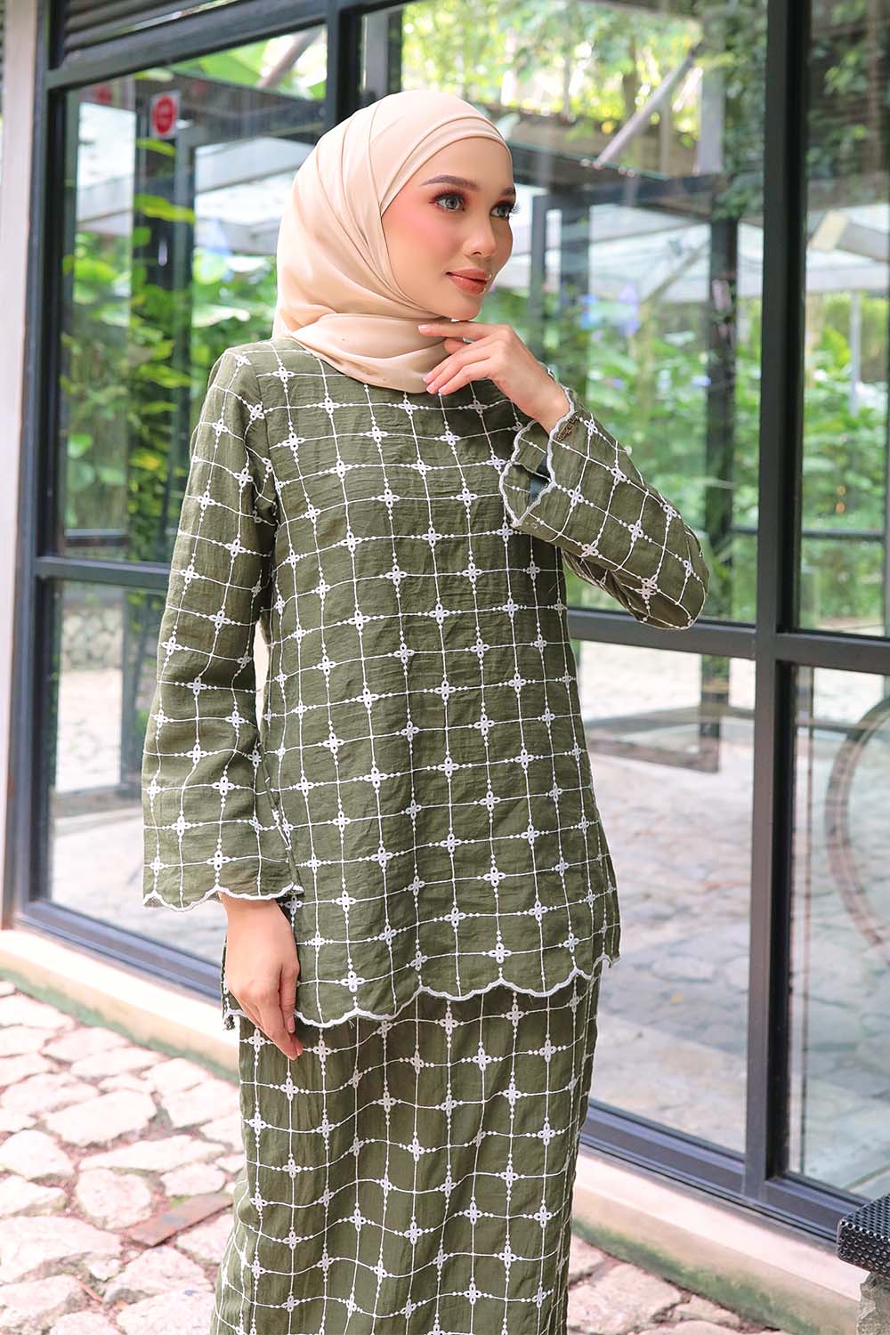 Katya Kurung - Olive Green