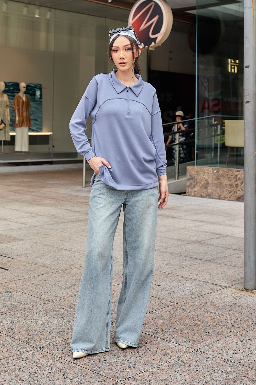 Viena Plain Shirt - Dusty Blue