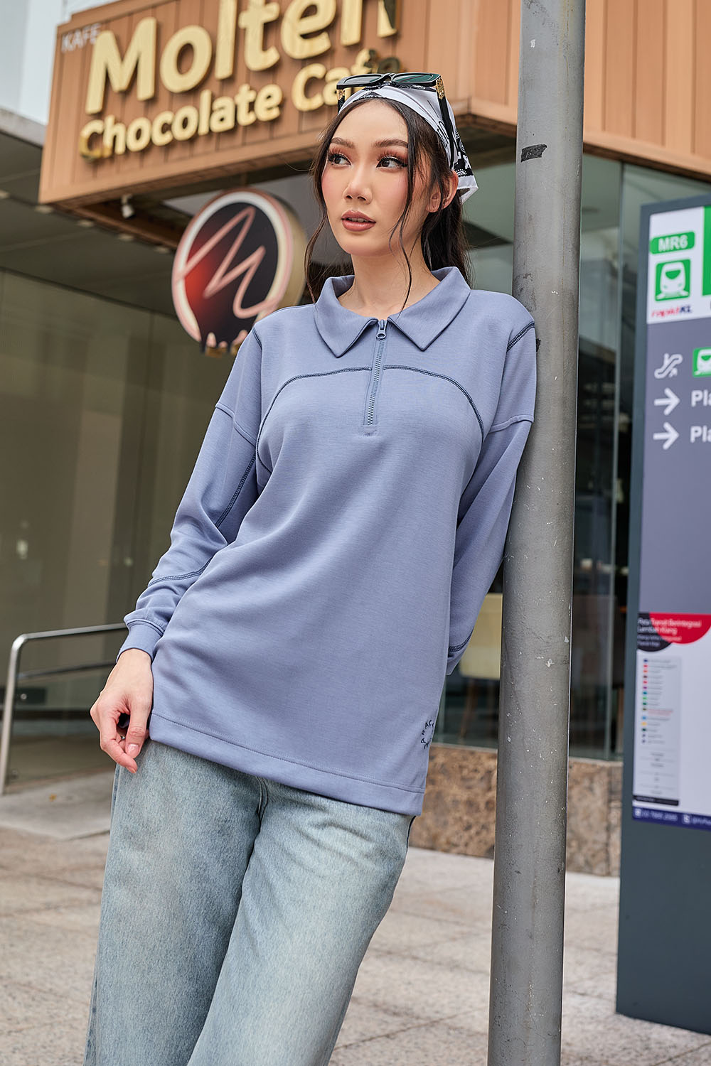 Viena Plain Shirt - Dusty Blue