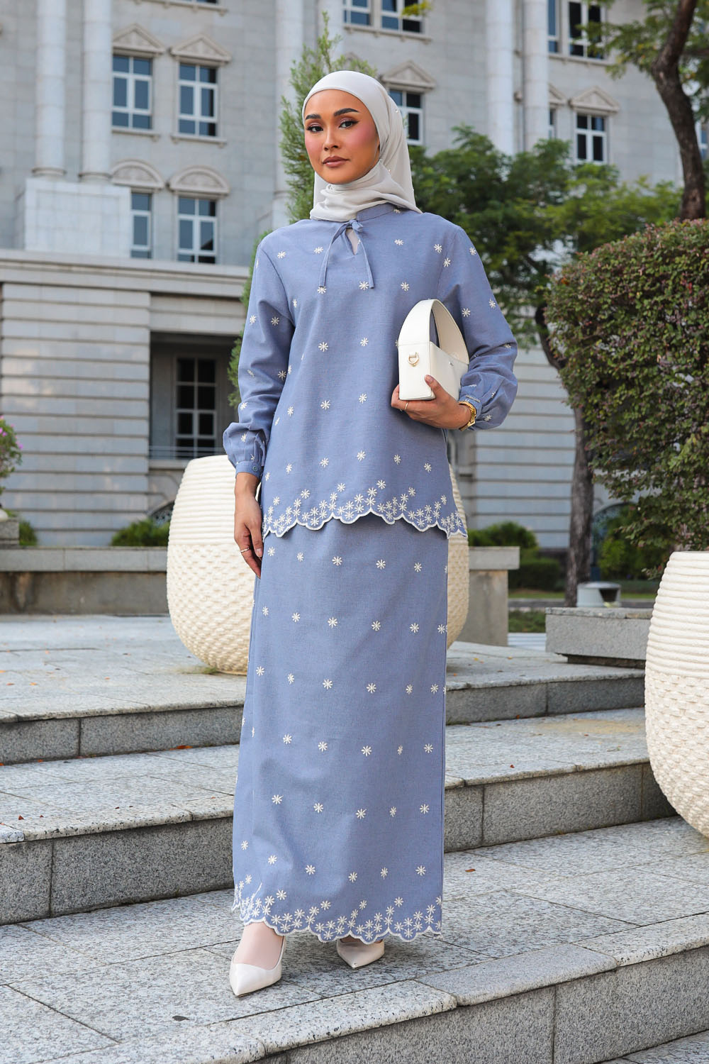 Kate Linen Set - Dusty Blue