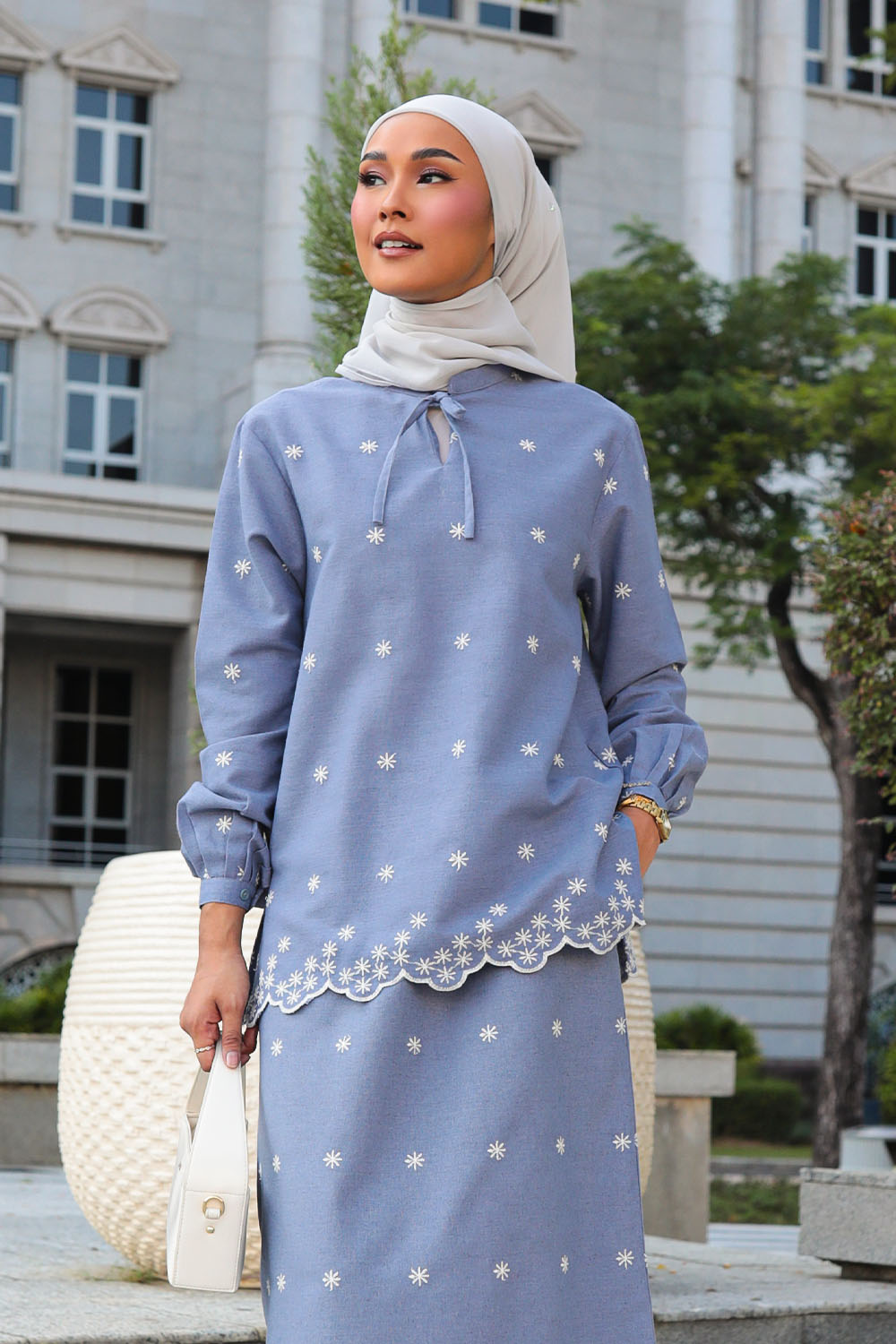 Kate Linen Set - Dusty Blue